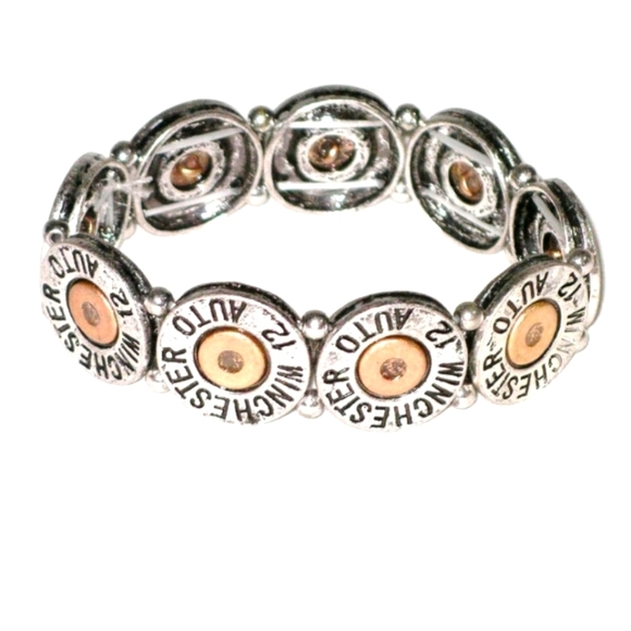 NEW! Bracelet Shotgun Shell Western Stretch Bracelet Cowboy Cowgirl Rodeo Queen - Picture 2 of 2